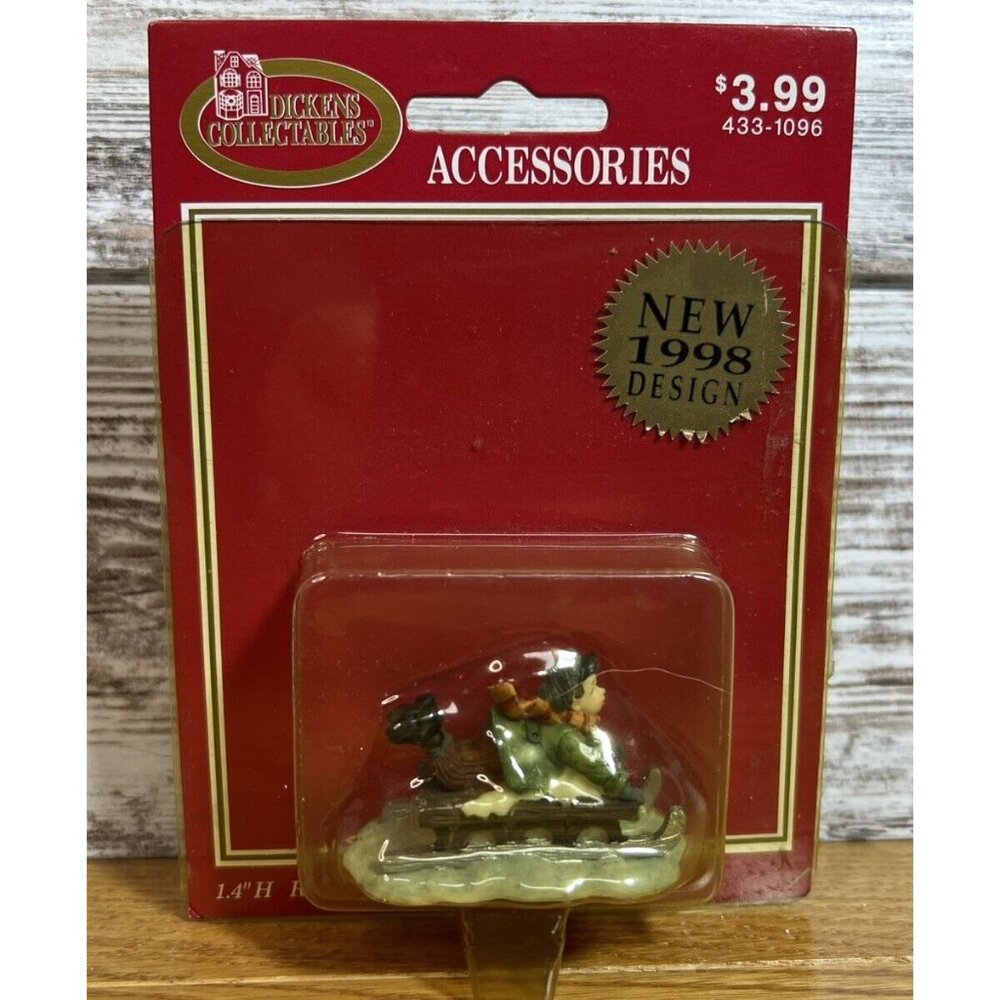 1998 Dickens Collectables Boy On Sled Accessory